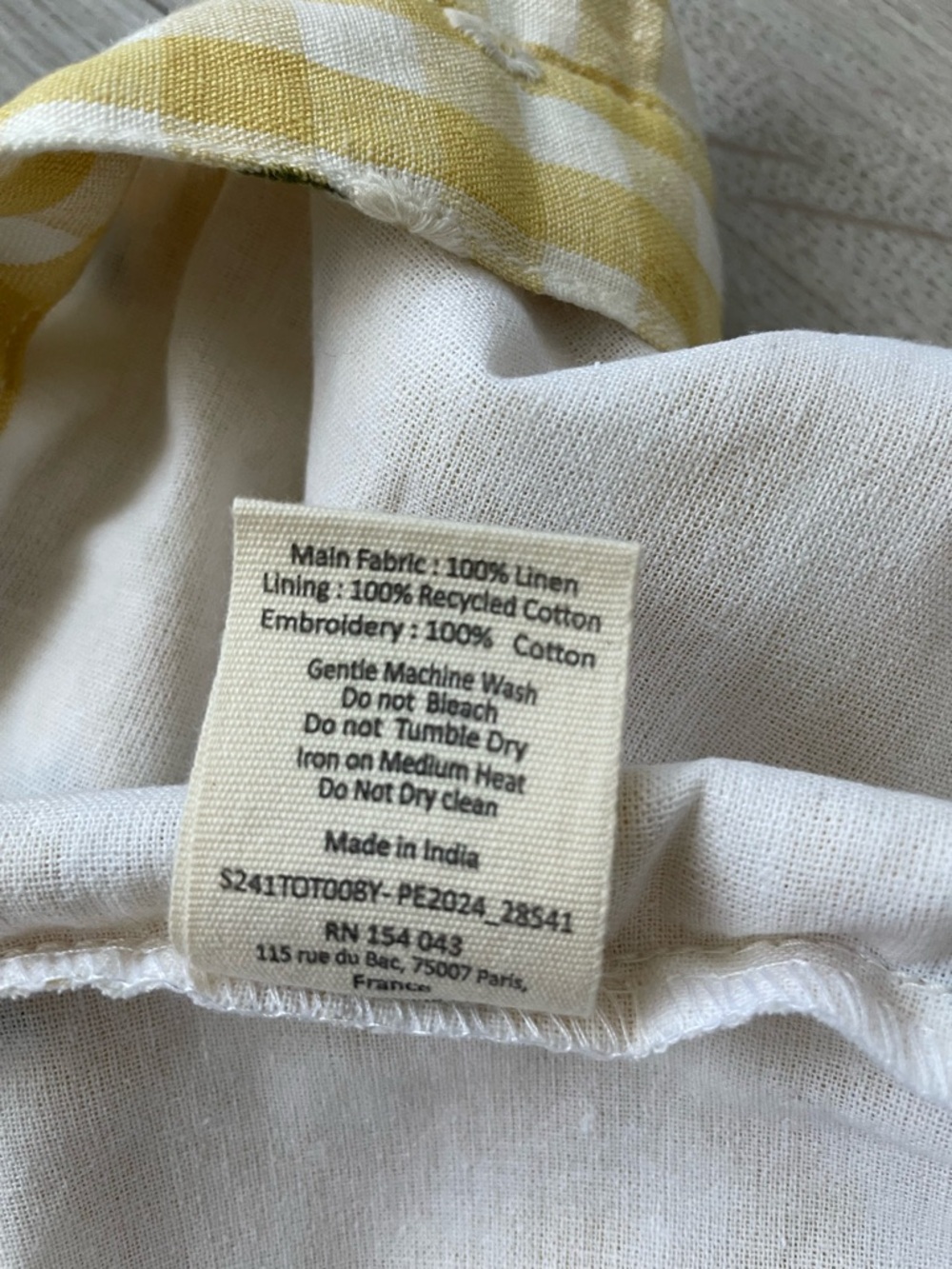 Sézane Big Totebag Straw Yellow Embroidered Daisies, Linen, NWT - Picture 9 of 15